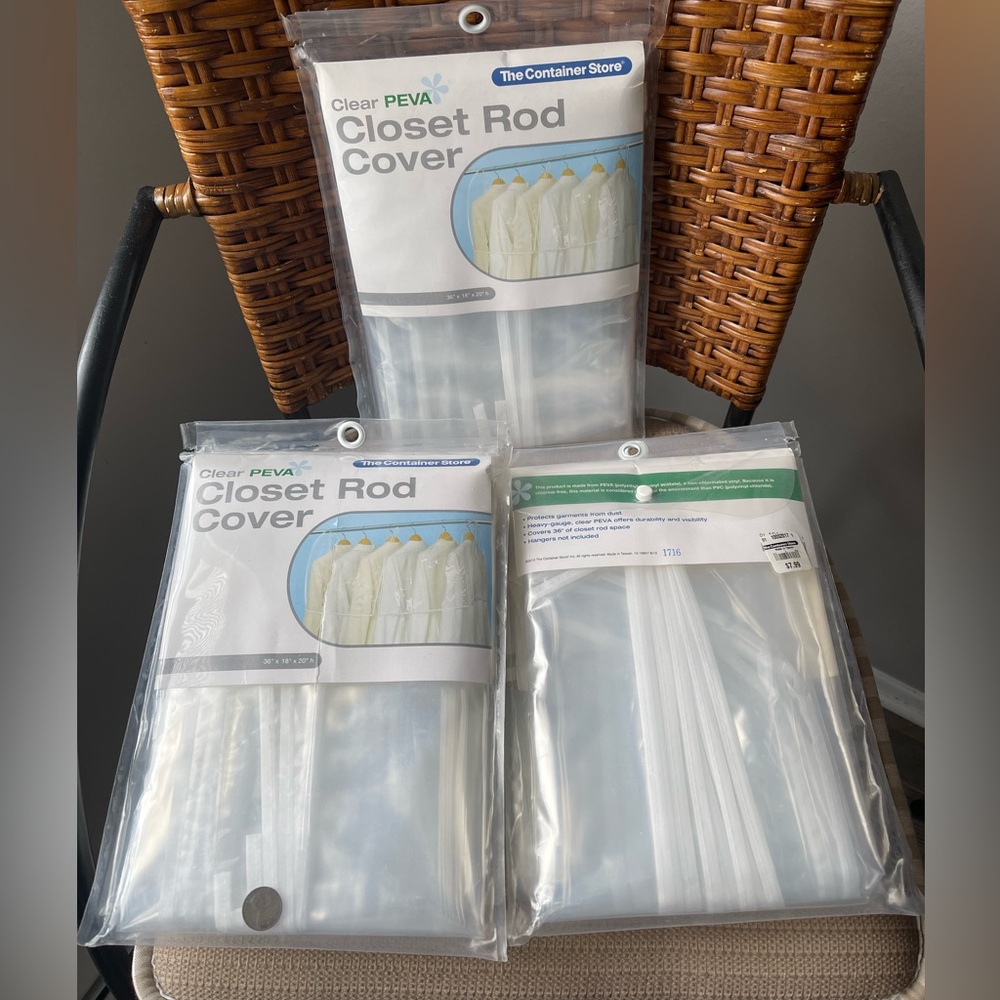 The Container Store Clear PEVA Closet Rod Covers